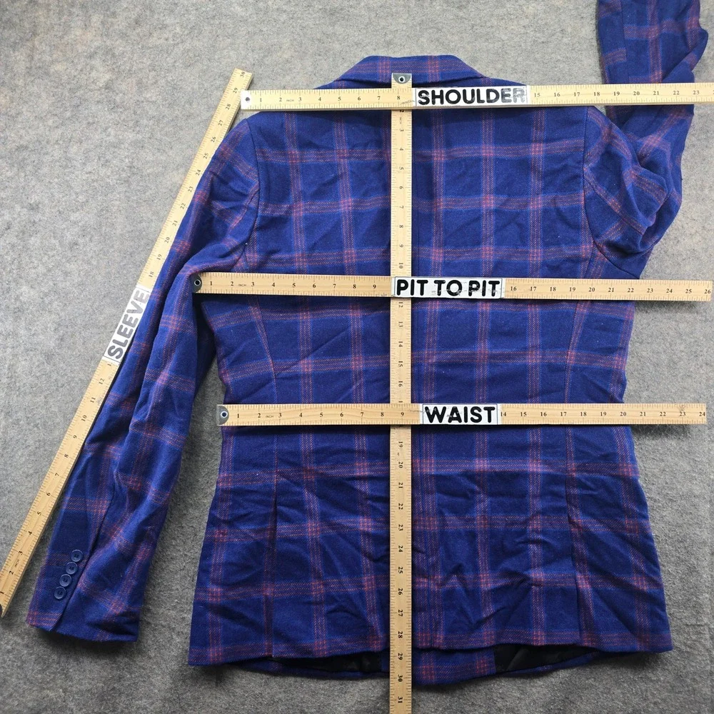 Devil's Advocate Suit Mens 44 Blue Red Plaid Double Breasted Wool Blend 36x32